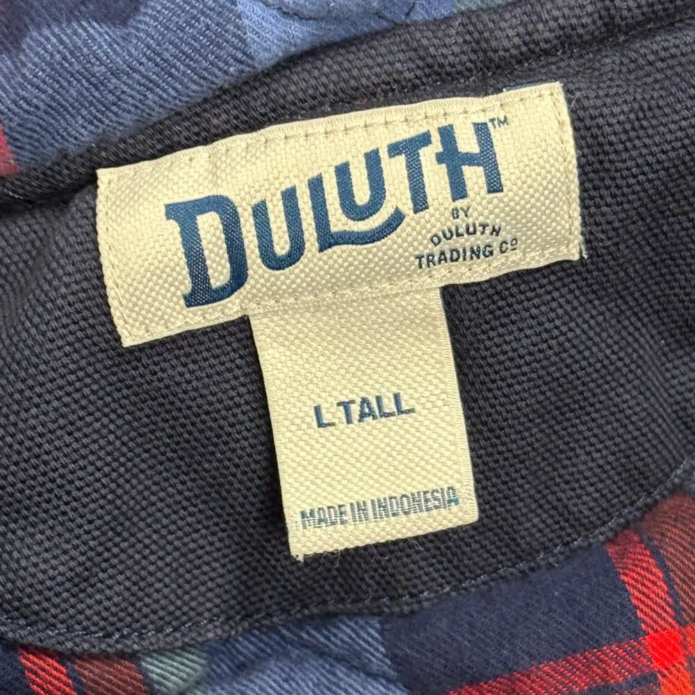 Duluth Trading Co Lined Hooded Navy Canvas Workwear Barn Jacket Coat Large Tall